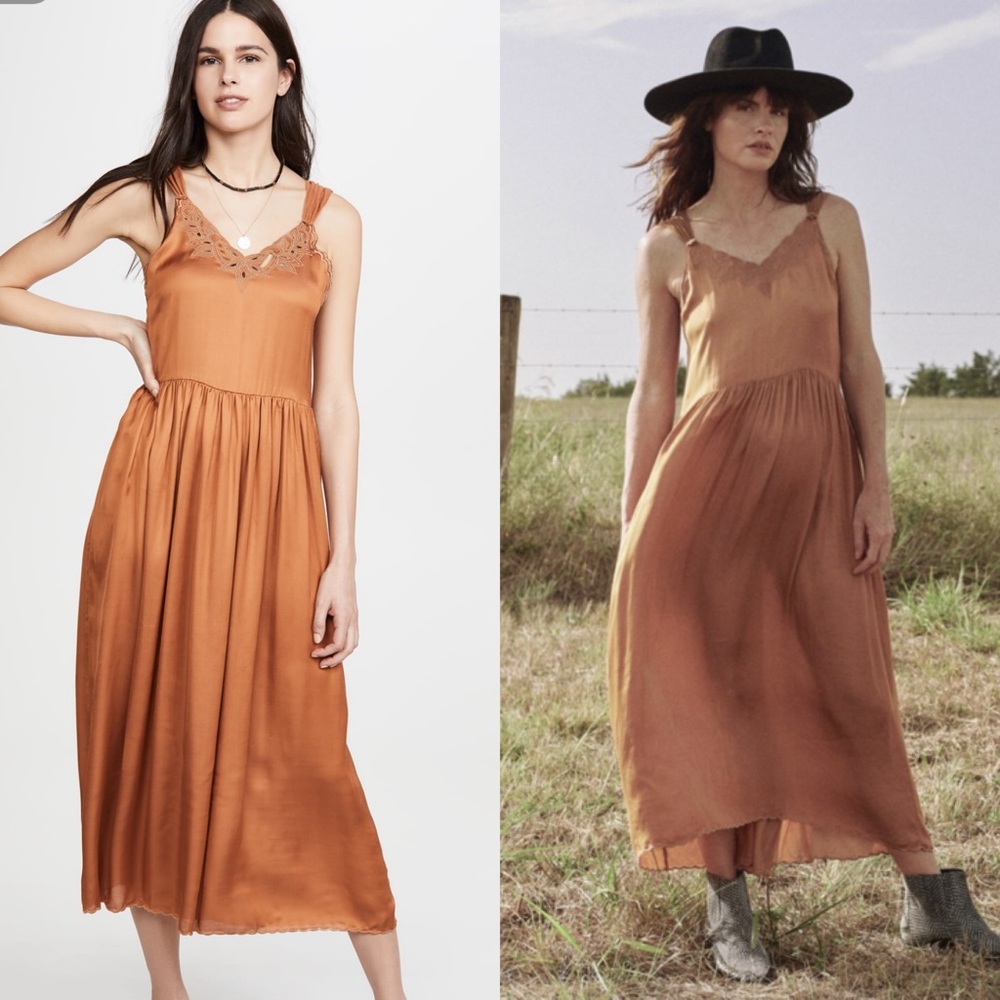 THE GREAT. Maple Leaf Dress in Montana Gold XS